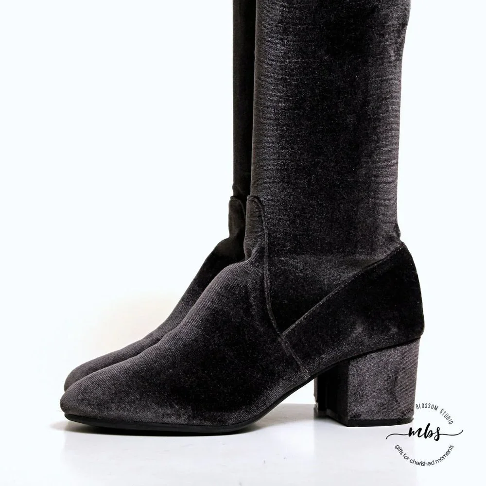 Steve Madden Isaac‎ Velvet Over the Knee Boots Black Women Size 7